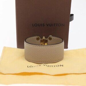 LOUIS VUITTON Brass Save Bracelet Leather Beige